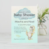 Pastel Waterverf Leuk Modern T Rex Baby shower Kaart (Staand voorkant)