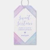 Pastel Waterverf lief zestien dank u Paarse Cadeaulabel (Voorkant)