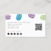Pastel Waterverf Macarons gebak Chef QR-code Visitekaartje (Achterkant)