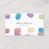 Pastel Waterverf Macarons gebak Chef QR-code Visitekaartje (Voorkant)