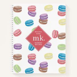 Pastel Waterverf Macarons Monogram Recept Notitieboek