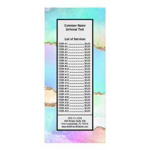 Pastel Waterverf Marble Agate Golden Glitter Reclamekaart