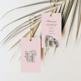 Pastel Waterverf Mediterraanse Italiaanse Trouwdag Cadeaulabel