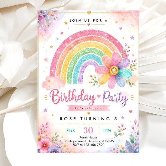 Pastel Waterverf Meisjesfeest Kaart