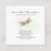 *~* Pastel Waterverf Mint Pink Dragonfly Vierkante Visitekaartje (Achterkant)