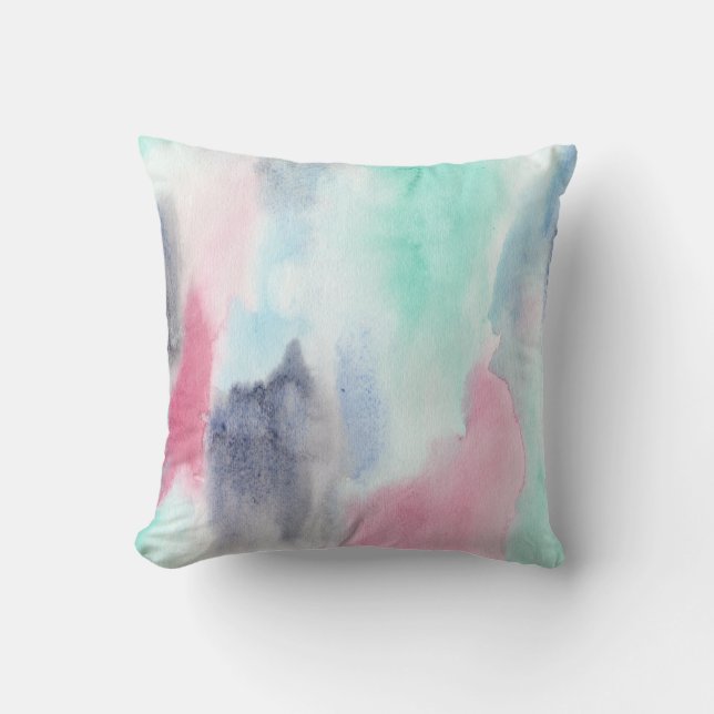 Pastel Waterverf Modern Kussen (Voorkant)