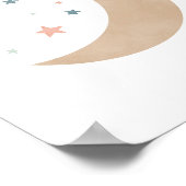 Pastel Waterverf Moon en Stars Nursery Poster (Hoek)