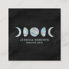 Pastel Waterverf Moon Phases Healing Arts Vierkante Visitekaartje
