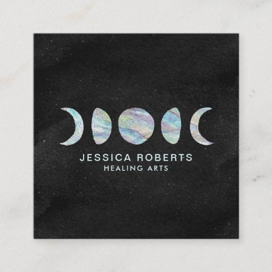 Pastel Waterverf Moon Phases Healing Arts Vierkante Visitekaartje (Voorkant)