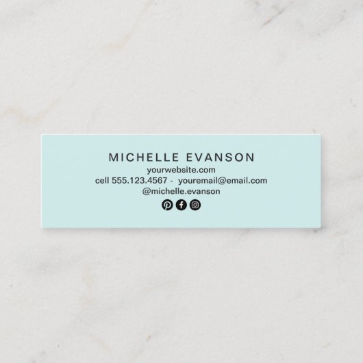 Pastel Waterverf Moon Phases Holographic Mini Visitekaartje (Achterkant)