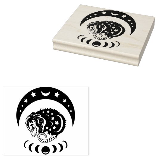 Pastel Waterverf Moon Possum Rubberstempel (Gestempeld)
