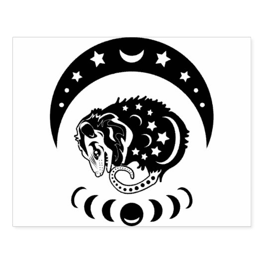 Pastel Waterverf Moon Possum Rubberstempel (Afrduk)