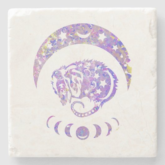 Pastel Waterverf Moon Possum Stenen Onderzetter (Voorkant)