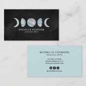 Pastel Waterverf Moonfasen Spirtual Zen Visitekaartje (Voorkant / Achterkant)