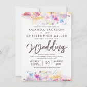Pastel Waterverf Multicolored Floral Wedding Kaart (Voorkant)