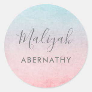 Pastel Waterverf Naam School Label Coral