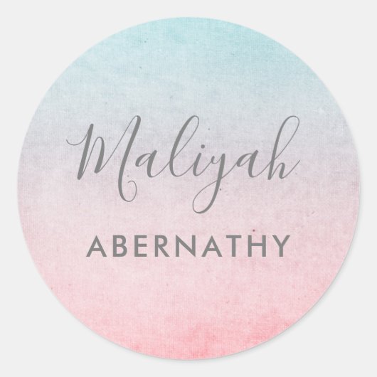  Pastel Waterverf Naam School Label Coral (Voorkant)