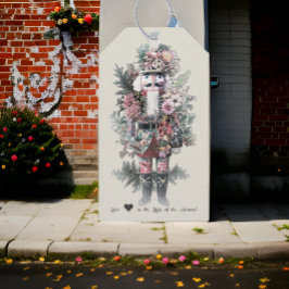 Pastel Waterverf Notenkraker Bloemen Cadeaulabel