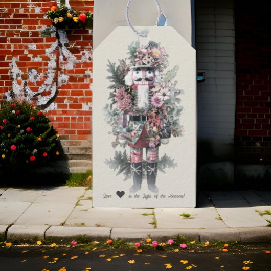 Pastel Waterverf Notenkraker Bloemen Cadeaulabel