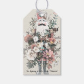 Pastel Waterverf Notenkraker Santa Floral Cadeaulabel (Voorkant)