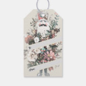 Pastel Waterverf Notenkraker Santa Floral Cadeaulabel (Achterkant)