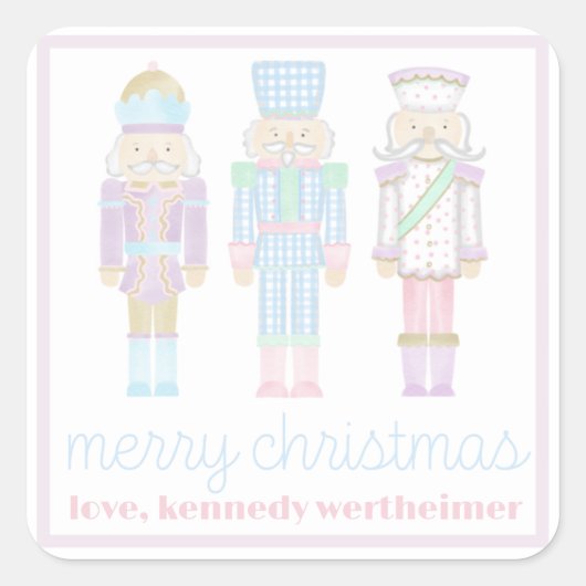 Pastel Waterverf Nutkraker Gift Sticker (Voorkant)