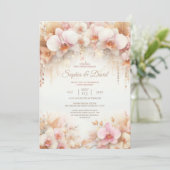 Pastel Waterverf Orchideeën Bruiloft Kaart (Staand voorkant)