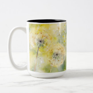 PASTEL WATERVERF PAARDENBLOEMEN TWEEKLEURIGE KOFFIEMOK