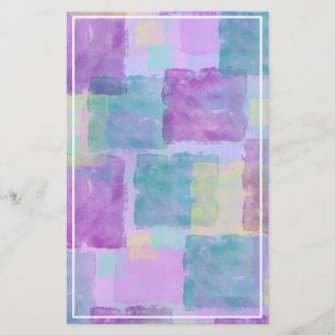 Pastel Waterverf Paars Blauw Witte Rand Frame Briefpapier