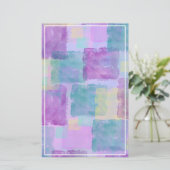 Pastel Waterverf Paars Blauw Witte Rand Frame Briefpapier (Staand voorkant)