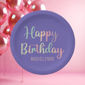 Pastel Waterverf Paarse Happy Birthday Servet