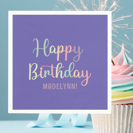 Pastel Waterverf Paarse Happy Birthday Servet