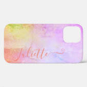 Pastel Waterverf Paarse Ombre Kleur Verloopnaam Case-Mate iPhone Case (Achterkant (horizontaal))