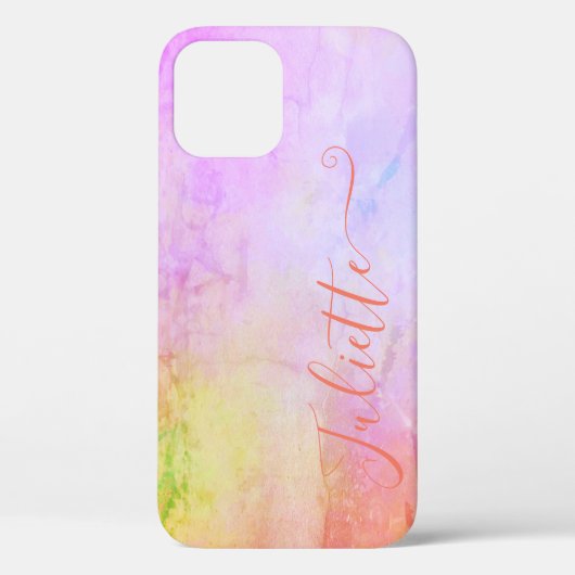 Pastel Waterverf Paarse Ombre Kleur Verloopnaam Case-Mate iPhone Case (Achterkant)