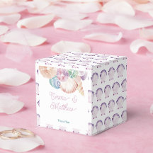 Pastel Waterverf Paarse Schelpen Zeekant Trouwen
