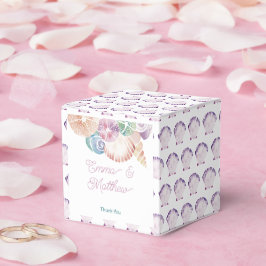 Pastel Waterverf Paarse Schelpen Zeekant Trouwen Bedankdoosjes