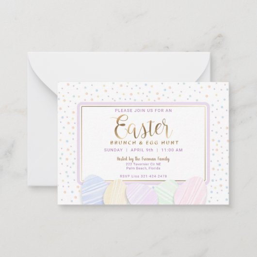 Pastel Waterverf Paasbrunch & Egg Hunt Uitnodigen Notitiekaartje (Voorkant)