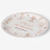 Pastel Waterverf Paashaas Verjaardag Papieren Bordje (Gekanteld)