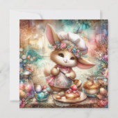 Pastel Waterverf Paaskonijn Bakken Treats Feestdagenkaart (Voorkant)