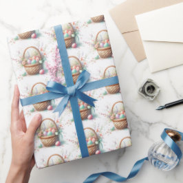 Pastel Waterverf Paasmand inpakpapier