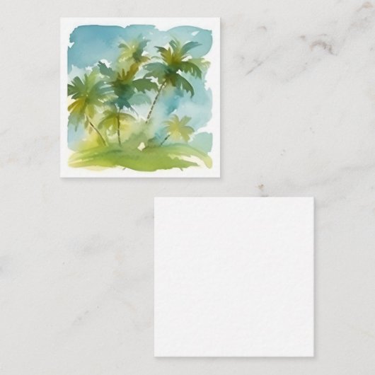 Pastel Waterverf Palm Trees Notitiekaartje (Voorkant / Achterkant)