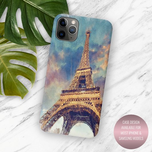 Pastel Waterverf Paris Eiffeltoren Kunstschilder Case-Mate iPhone Case