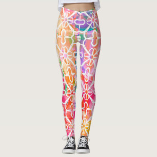 Pastel Waterverf Patroon Leggings