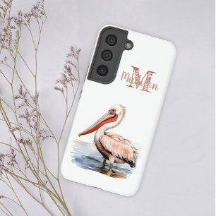 Pastel Waterverf Pelican Louisiana Initiaal Naam Samsung Galaxy Hoesje