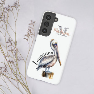 Pastel Waterverf Pelican Louisiana Initiaal Naam Samsung Galaxy Hoesje
