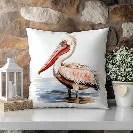 Pastel Waterverf Pelikaan Louisiana Staat Kussen