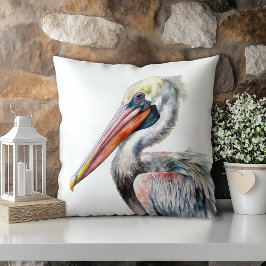 Pastel Waterverf Pelikaan Louisiana Staat Kussen