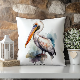 Pastel Waterverf Pelikaan Louisiana Staat Kussen