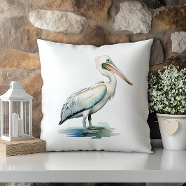 Pastel Waterverf Pelikaan Louisiana Staat Kussen