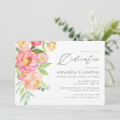 Pastel Waterverf Peonies Baptism of Christening Kaart (Staand voorkant)